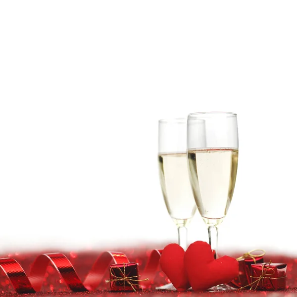 Champagne e cuori — Foto Stock