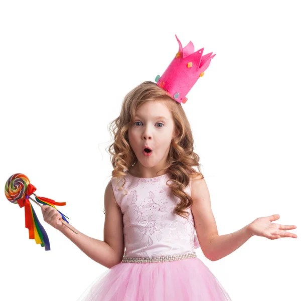 Doce surpresa princesa menina — Fotografia de Stock