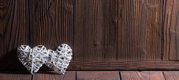 Two wicker hearts — Stock Photo, Image