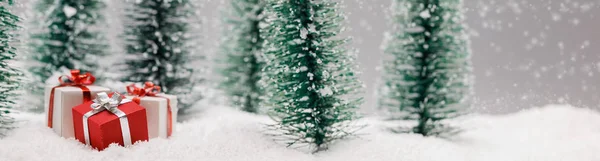 Presentes de Natal na floresta — Fotografia de Stock