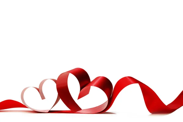 Red heart ribbon on white — Stock Photo, Image