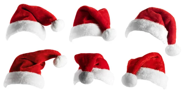 Santa kapelusz ustawiony na biało — Zdjęcie stockowe