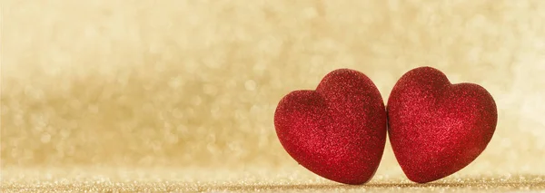 Two hearts on bokeh background — Stock Photo, Image