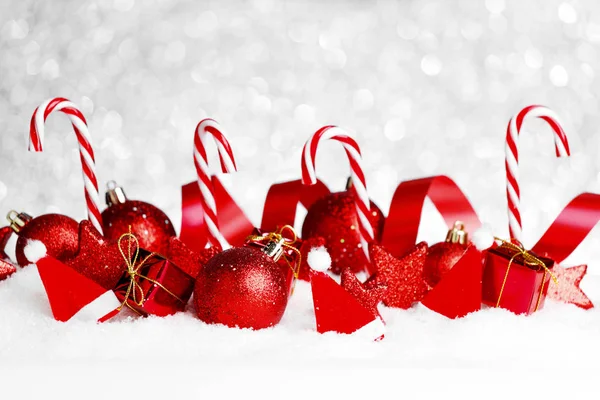 Christmas decor on snow — Stock Photo, Image