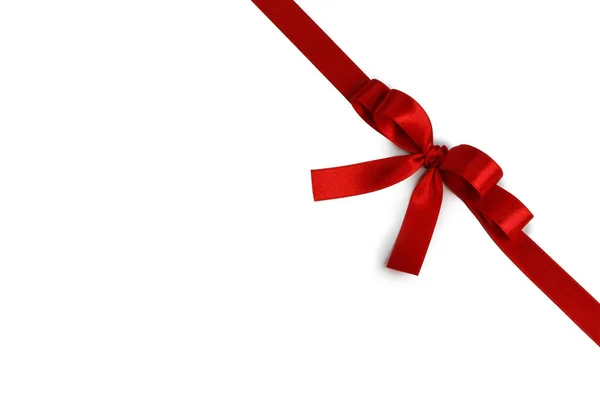 Red ribbon bow isolated on white — Stock Photo, Image