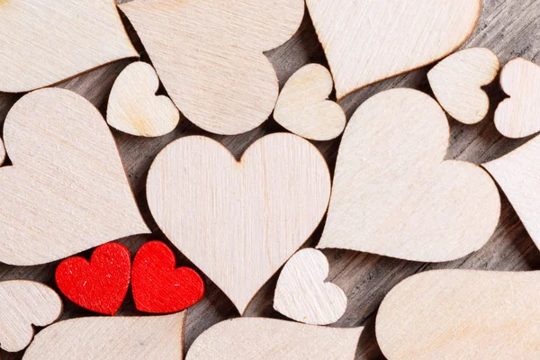 Corazones de madera fondo —  Fotos de Stock