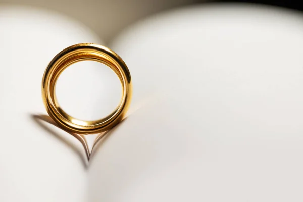 Anillos de boda de oro en libro —  Fotos de Stock