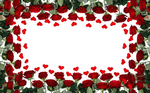 Red roses and the paper hearts — Stock Photo, Image