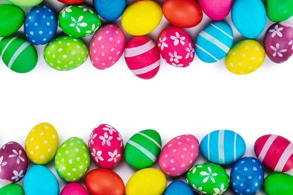 Colorful Easter Egg Top View Border Frame Isolated White Background — Stock Photo, Image