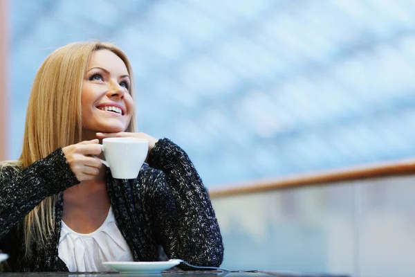 Portrait Beautiful Lady Drinking Afternoon Coffee Royalty Free Stock Images