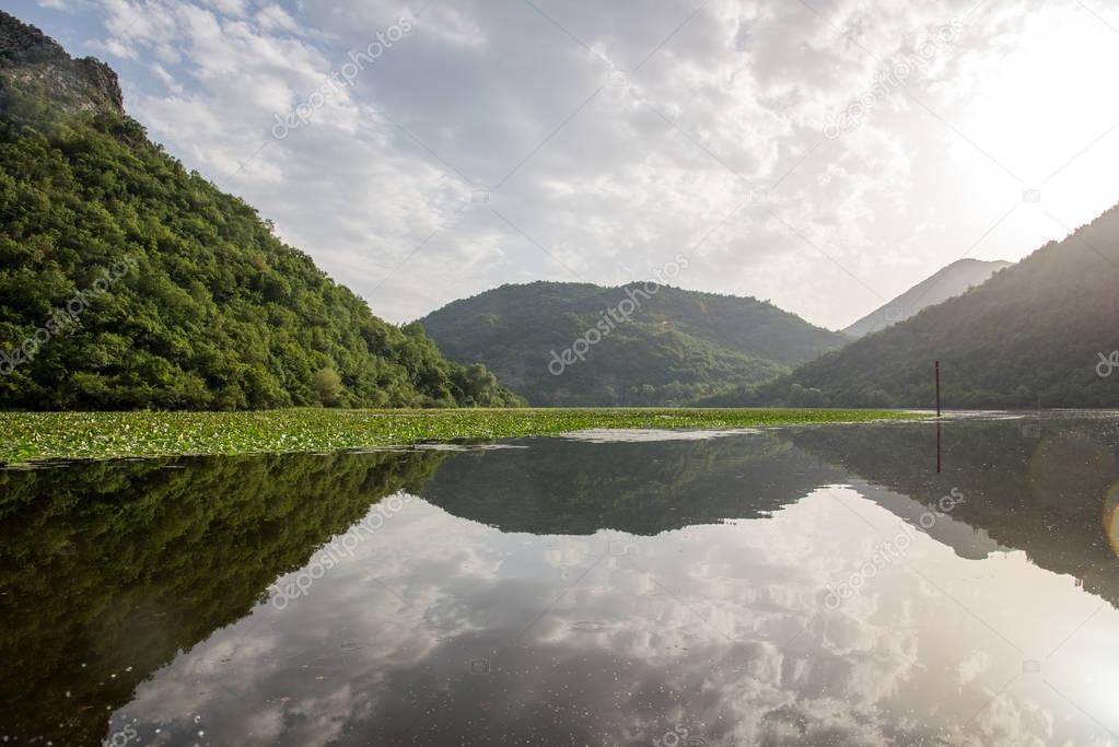 Quiet waters of Lake Skadar in Montenegro