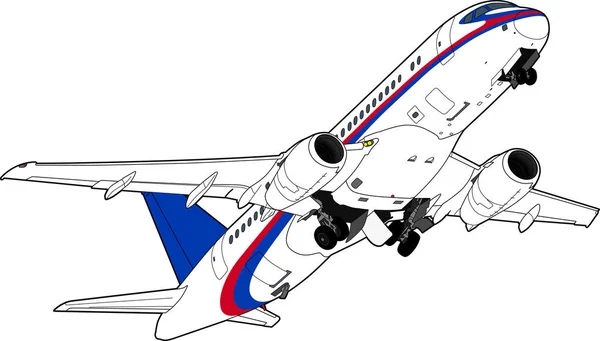 Sukhoi Superjet-100 avion de ligne. Illustration vectorielle — Image vectorielle