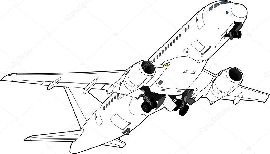 Sukhoi Superjet-100 airliner. Vector illustration