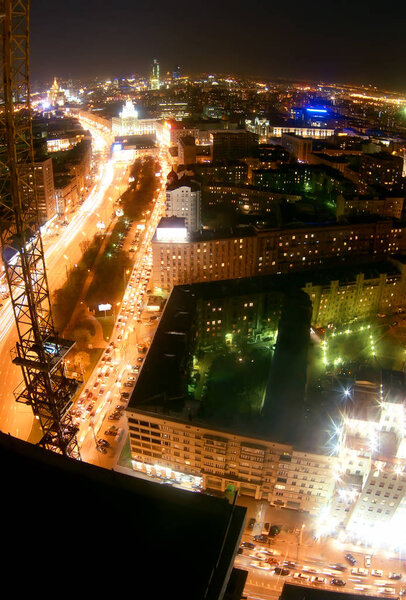 Fish eye view from skyscraper in Moscow