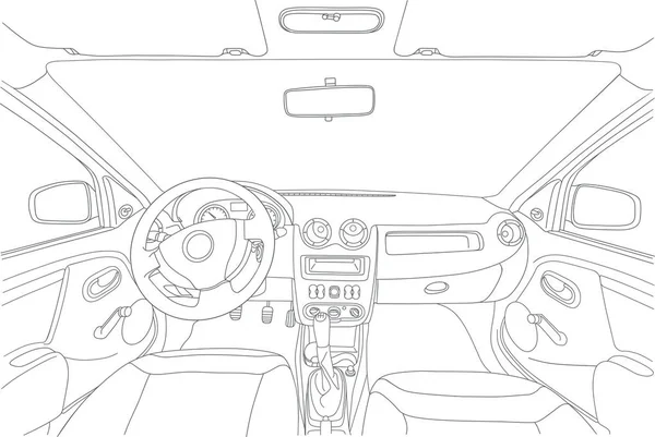 Máquina adentro. Interior del vehículo . — Vector de stock