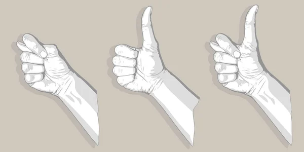Three thumbs sketch — Stock Vector
