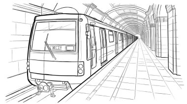 El çizimi Saint Petersburg metro istasyonu