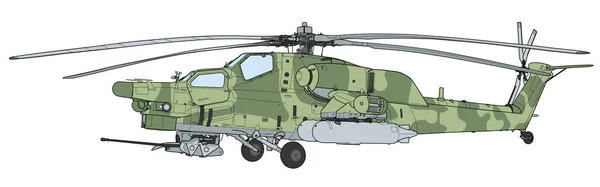 Mi 28 Havoc helicóptero de combate de ataque militar — Vector de stock