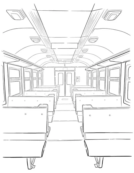 Skizze des Interieurs eines Personenzuges. — Stockvektor