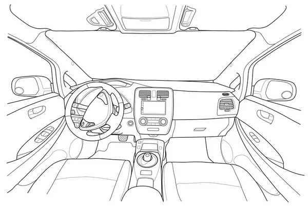 Interior de electromobile com caixa de velocidades automática — Vetor de Stock
