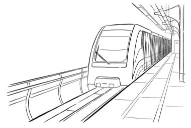 Moskova metro istasyonunun el çizimi çizimi