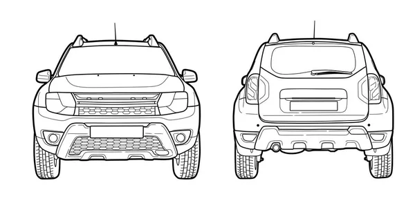 Dibujo técnico coche moderno — Archivo Imágenes Vectoriales