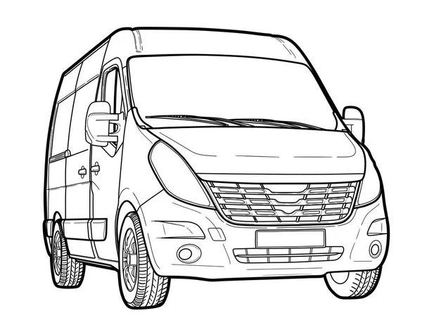 Disegno tecnico moderno minibus — Vettoriale Stock