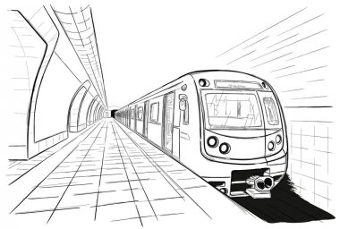 Elle çizilmiş kroki metro istasyonu