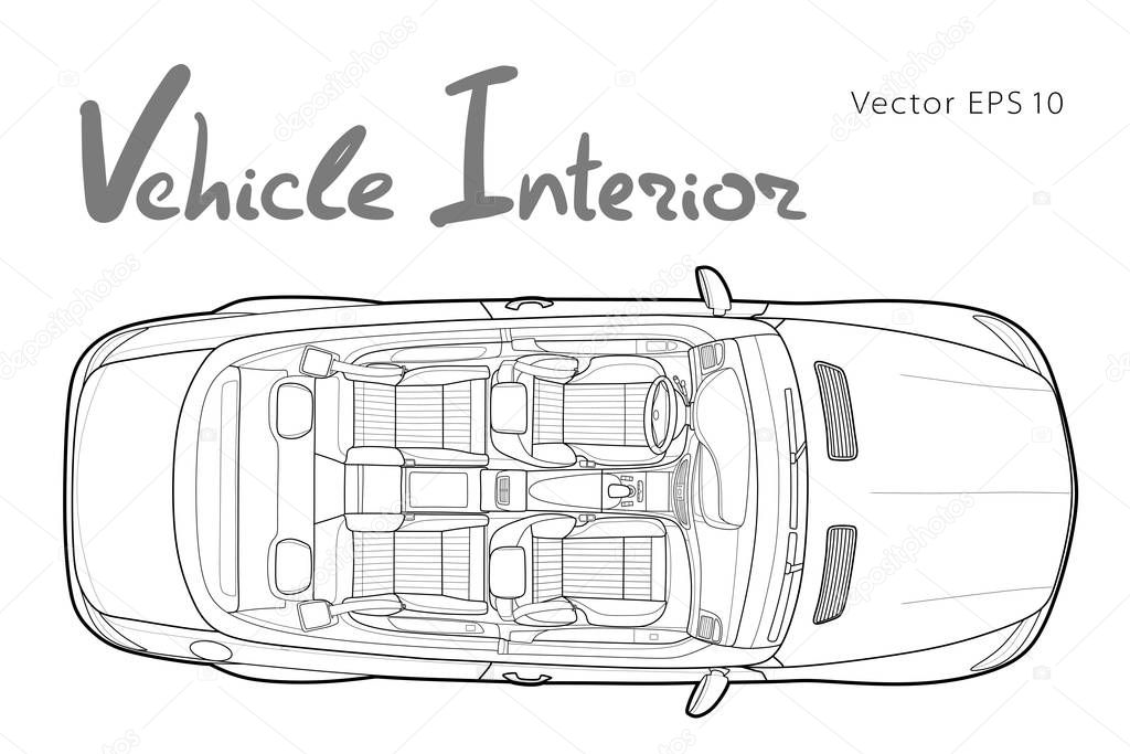 Machine inside. Interior of the vehicle. Vector