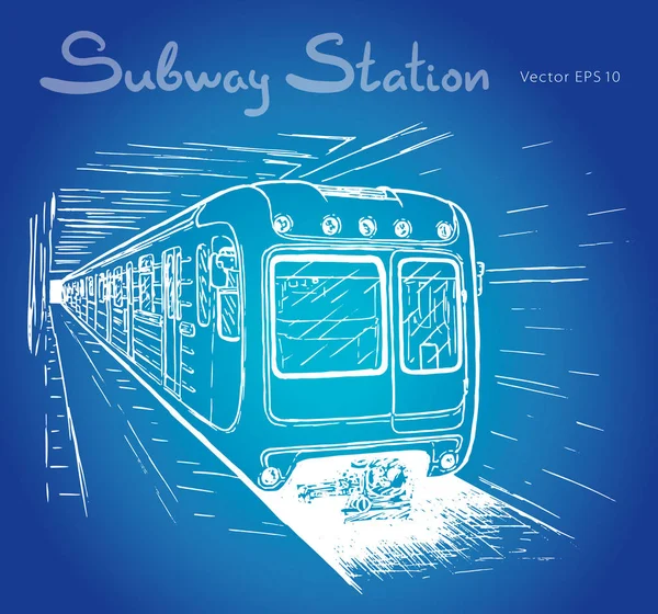 Croquis dessiné à la main de l'illustration de la station de métro — Image vectorielle