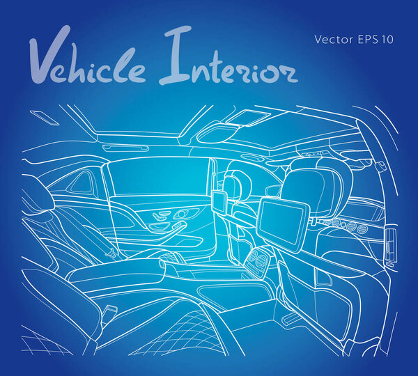 Машина внутри. Интерьер автомобиля. Вектор