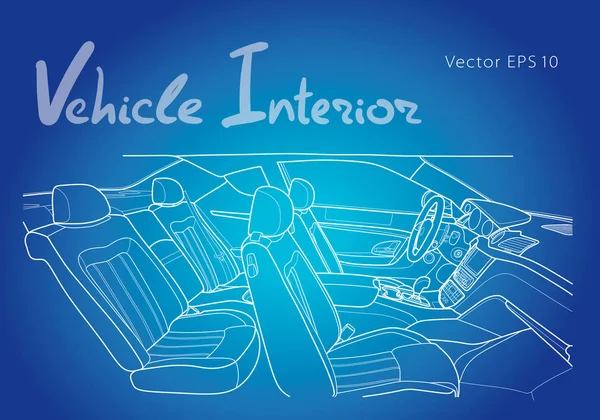Maschine innen. Innenraum des Fahrzeugs. Illustration — Stockvektor