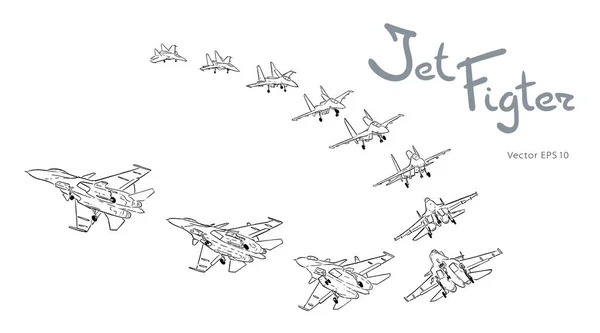 現代のロシアのジェット戦闘機が飛んでいます。ベクトル描画 — ストックベクタ