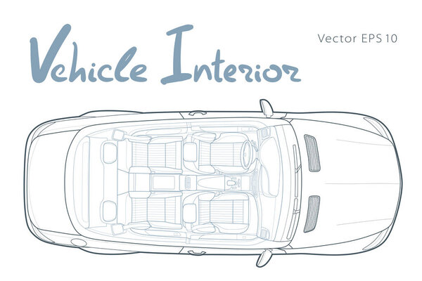 Машина внутри. Интерьер автомобиля. Вектор