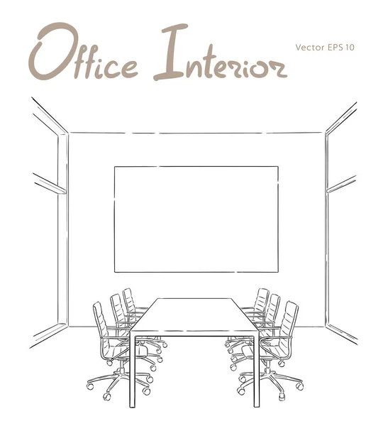 Sala de reuniões desenho à mão ilustração vetorial esboço — Vetor de Stock