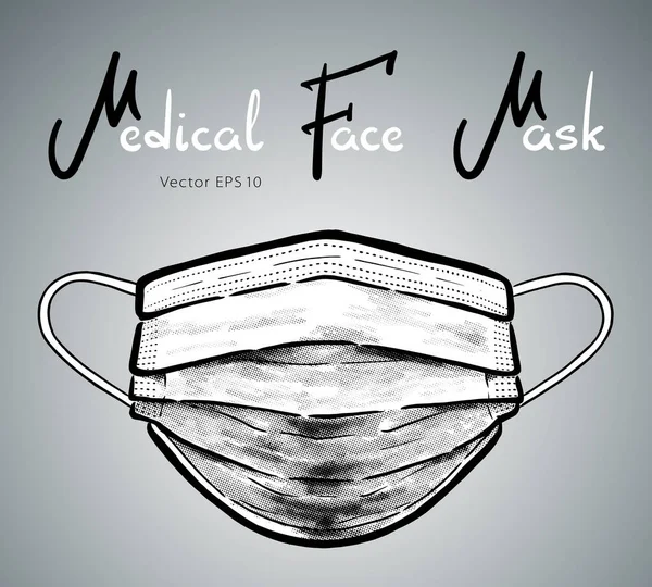 Medical face mask hand drawn vector illustration isolated on background. — Stock Vector