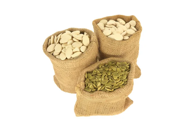 Dýňová semena s a bez slupky — Stock fotografie