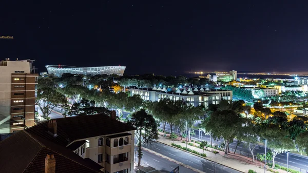 Nacht uitzicht van Kaapstad met uitzicht op Kaapstad stadion — Stockfoto