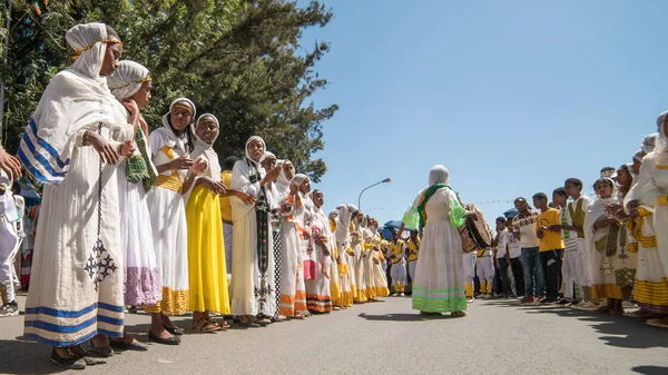 2016 Timket vieringen in Ethiopië - Medehane Alem Tabot Stockafbeelding
