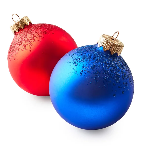 Modré a červené vánoční koule — Stock fotografie