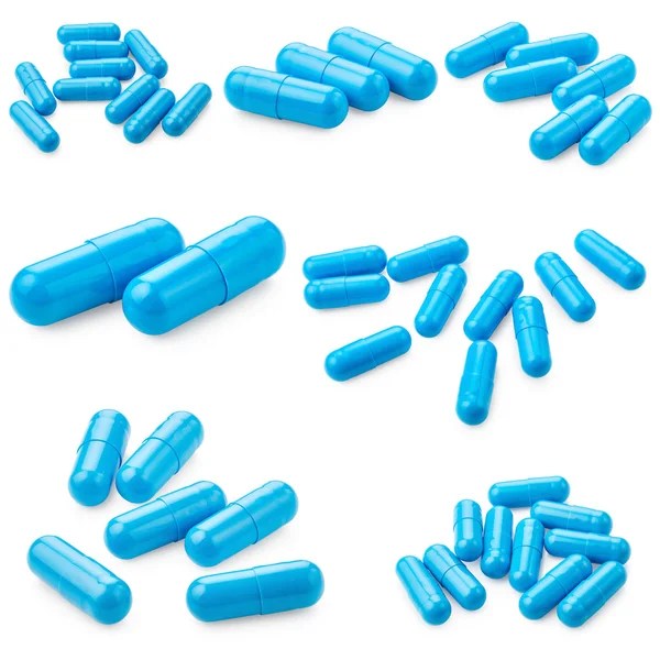 Conjunto de comprimidos azuis — Fotografia de Stock
