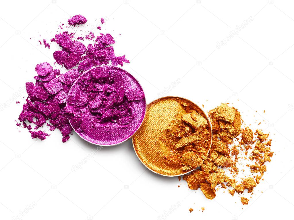 Crushed purple and gold eye shadow