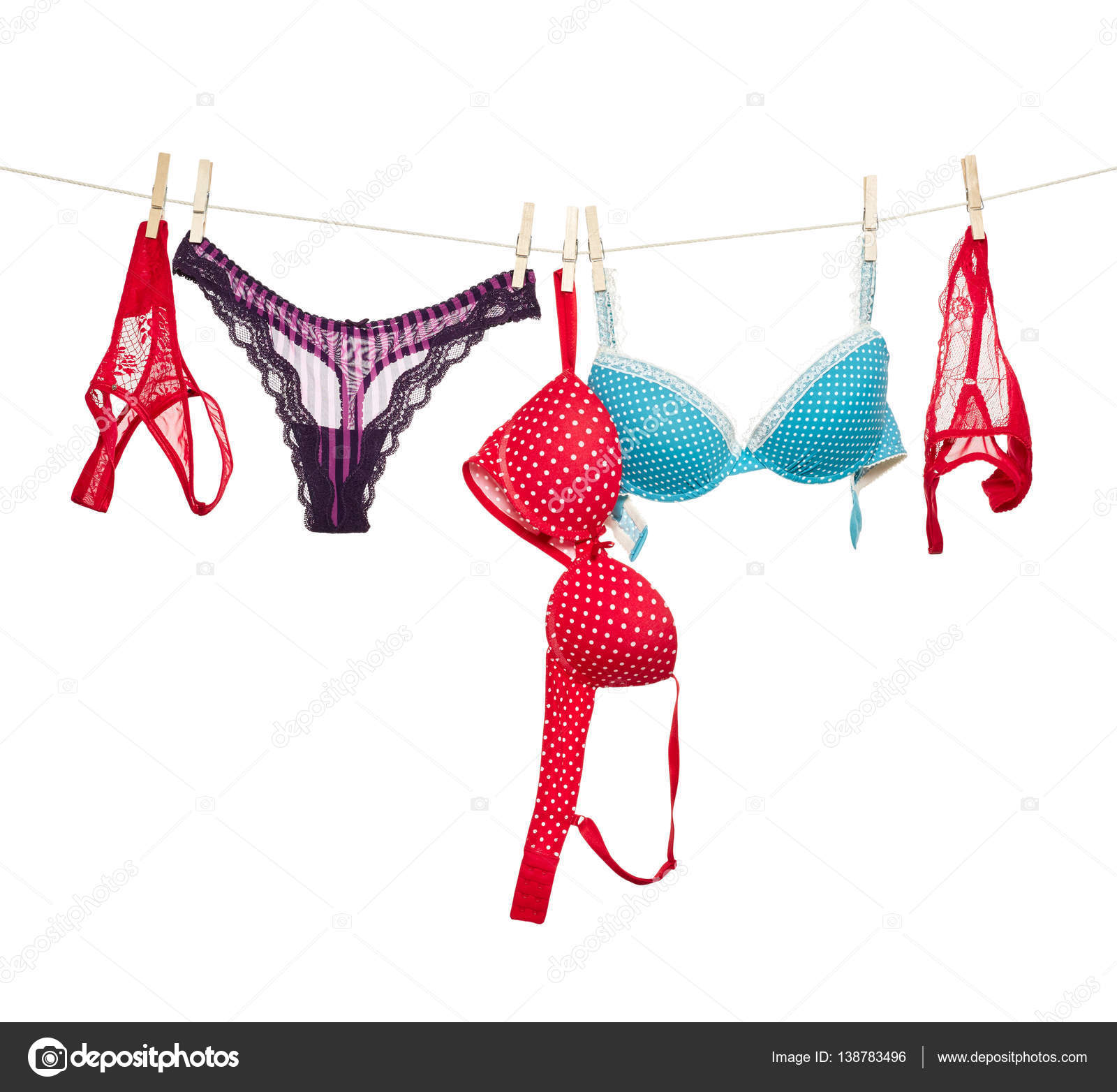 Female panties and bra on rope Stock Illustration by ©Nik_Merkulov