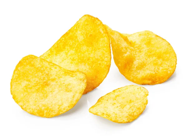 Potato chips op wit — Stockfoto