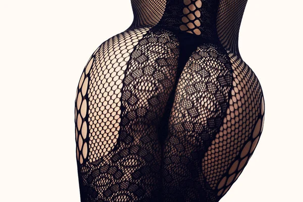 Nádegas femininas em lingerie preta — Fotografia de Stock