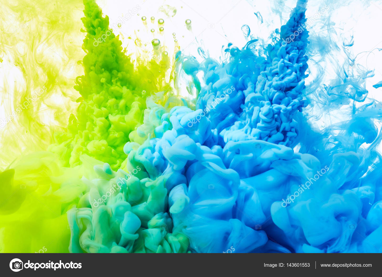 Blue And White Paint Splash On White Background Stock Photo