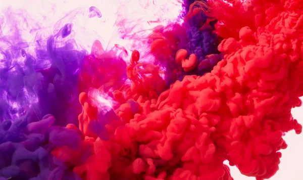 Splash van rode en paarse verf — Stockfoto