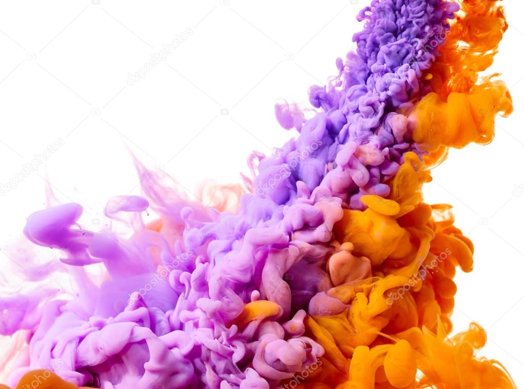 Splash of orange and purple paint 