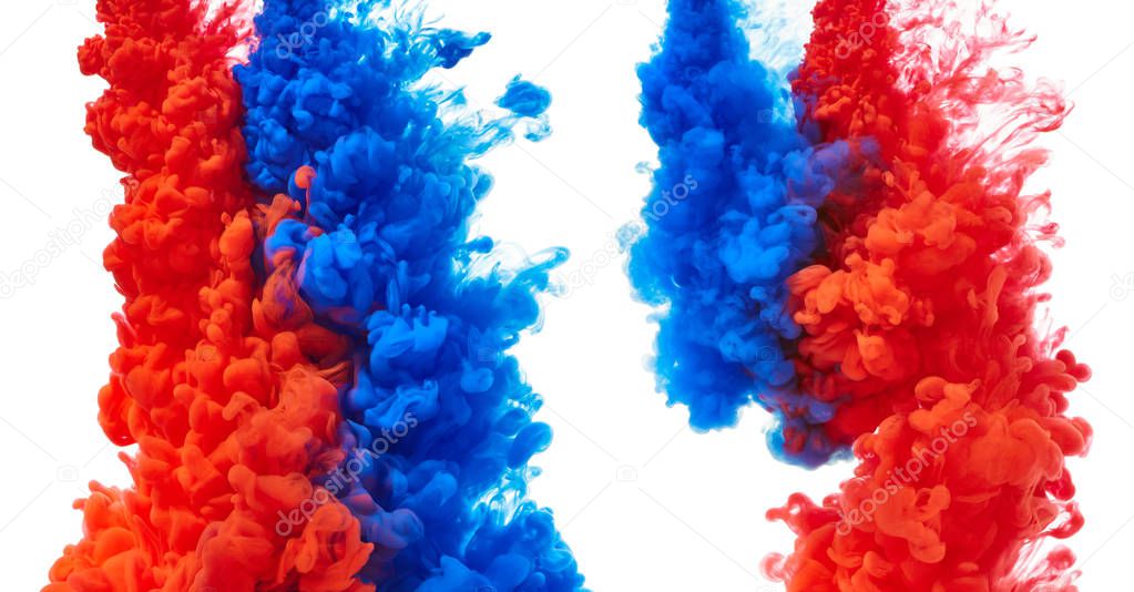 Blue and red abstract paint splash  