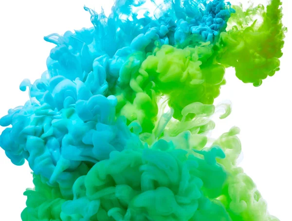Kék és zöld festék splash — Stock Fotó